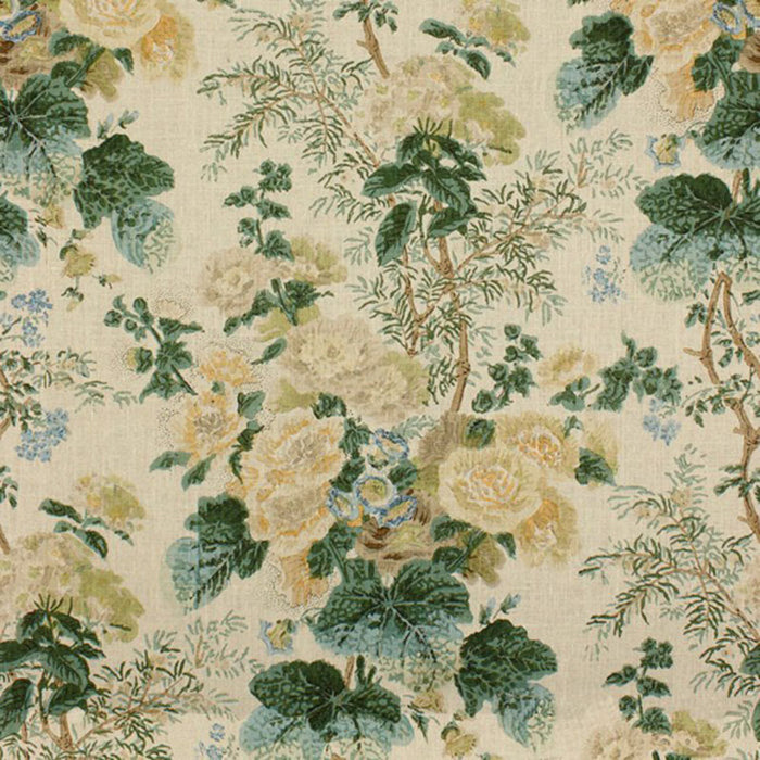 Lee Jofa Hollyhock Hdb Lemon/Aqua Fabric Sample 2011118.134.0