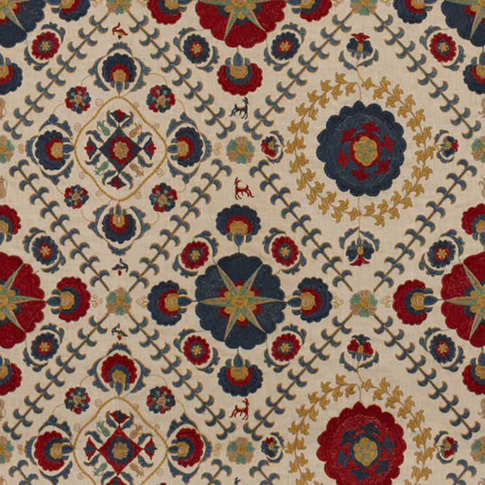 Lee Jofa Ayla Trellis Indigo/Red Fabric Sample 2012106.519.0