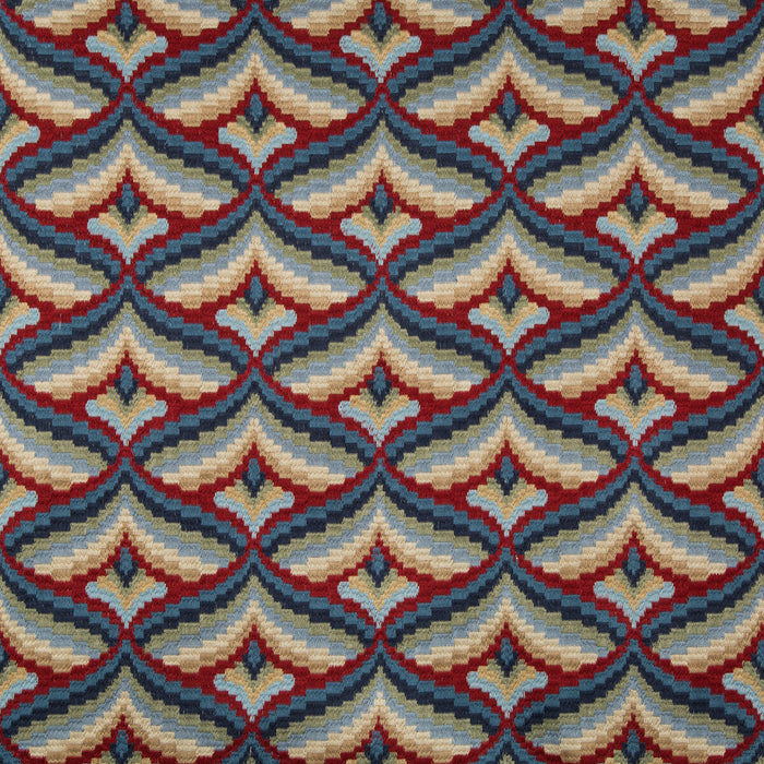 Lee Jofa Giles Embroidery Red/Blue Fabric Sample 2019106.195.0
