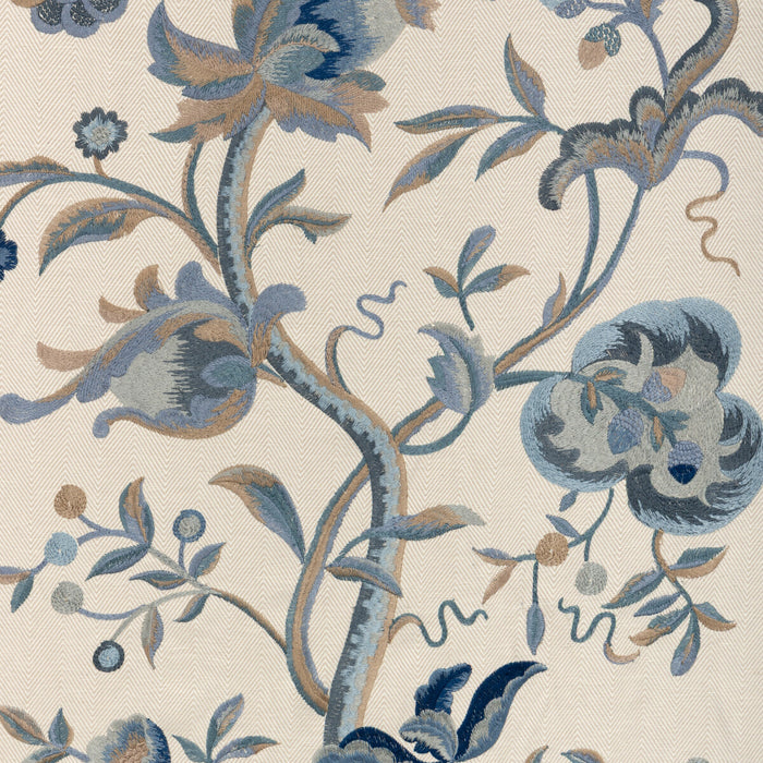 Lee Jofa Dorton Embroidery Indigo Fabric Sample 2019107.516.0