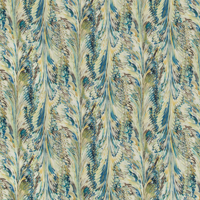 Lee Jofa Taplow Print Peacock/Gold Fabric Sample 2019114.345.0
