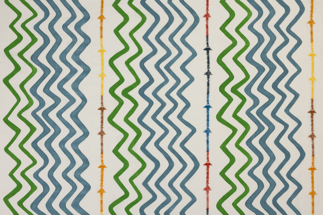 Christopher Farr Rick Rack Printed Embroidered Green Fabric