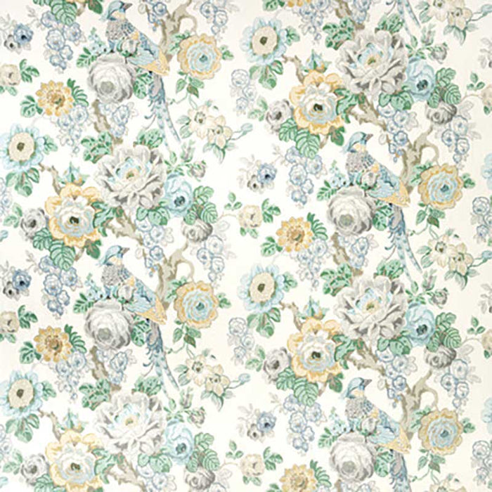 Lee Jofa Avondale Print Slate/Aqua Fabric Sample 2020181.1311.0