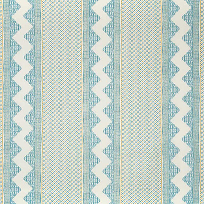 Lee Jofa Whitaker Print Ocean/Gold Fabric Sample 2020188.134.0