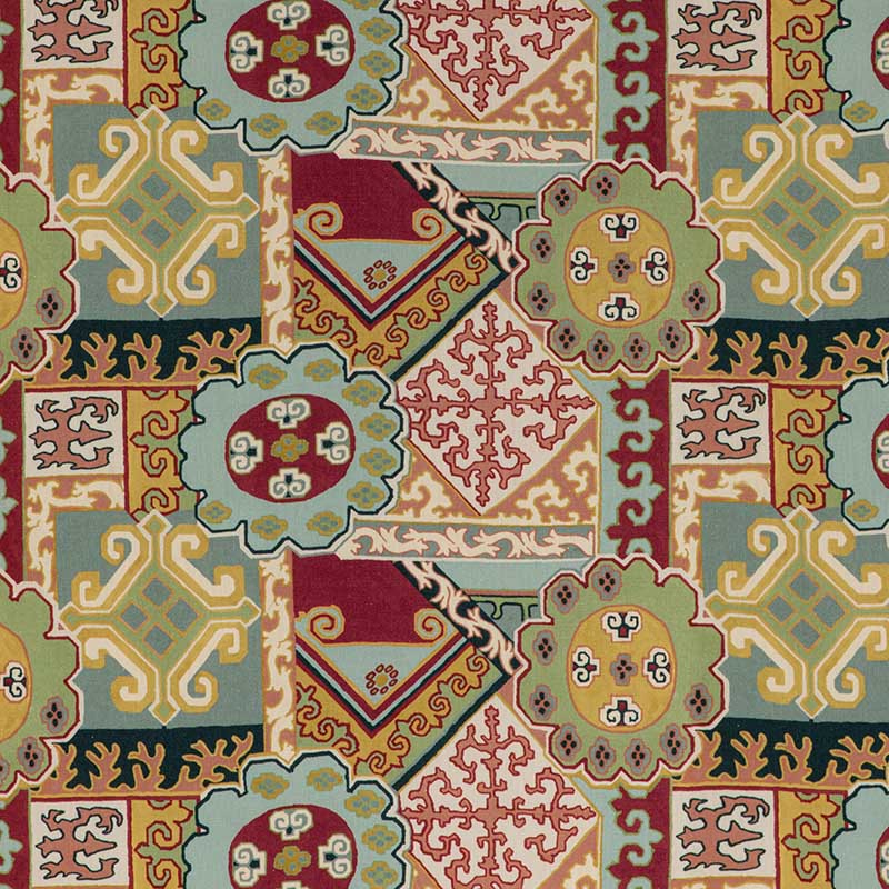 Lee Jofa Batangas Print Red/Multi Fabric Sample 2020193.954.0