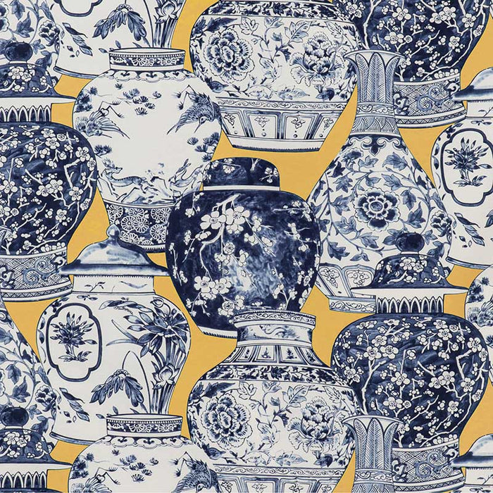 Lee Jofa Pandan Print Maize/Blue Fabric Sample 2020194.504.0