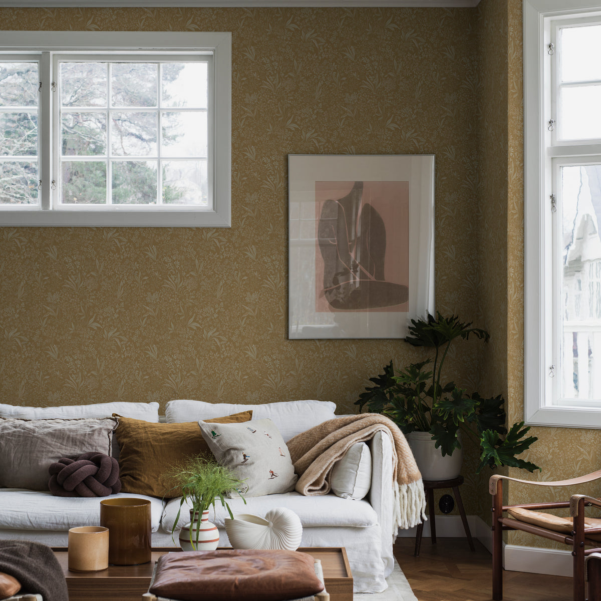 Schumacher Nocturne Parchment Wallpaper Sample 2022
