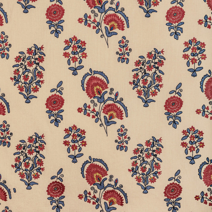 Lee Jofa Mead Embroidery Red/Blue Fabric Sample 2022112.195.0
