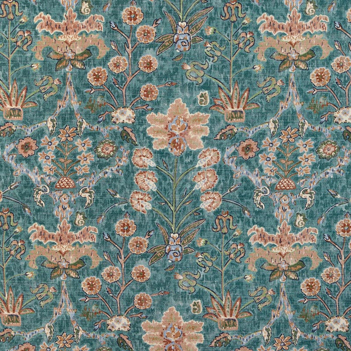Lee Jofa Kerman Print Teal/Rose Fabric Sample 2023123.913.0