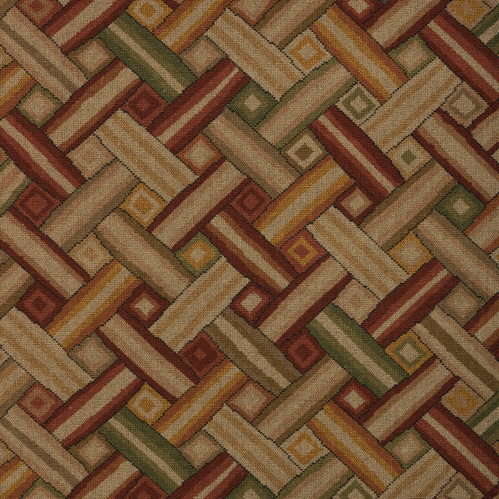 Lee Jofa Strapwork Print Brick/Gold Fabric Sample 2023129.194.0
