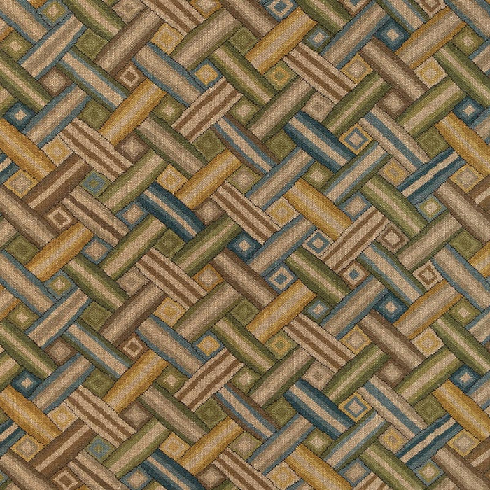 Lee Jofa Strapwork Print Ivy/Blue Fabric Sample 2023129.315.0