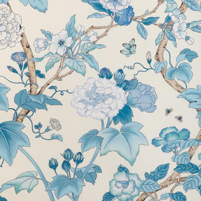 Lee Jofa Gardenia Print Delft/Sky Fabric Sample 2023143.155.0