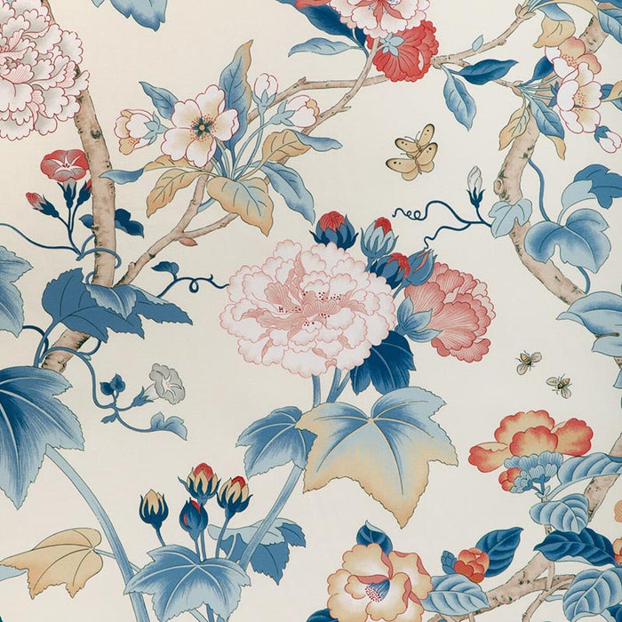 Lee Jofa Gardenia Print Blue/Red Fabric Sample 2023143.195.0