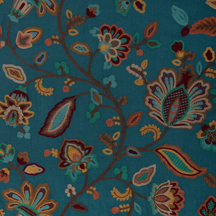Lee Jofa Westfield Emb Teal/Ochre Fabric Sample 2025140.354.0