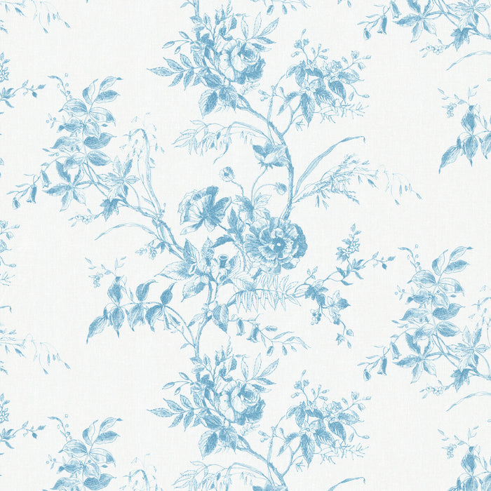 Lee Jofa Tea Rose Toile Blue Fabric Sample 2026103.1115.0