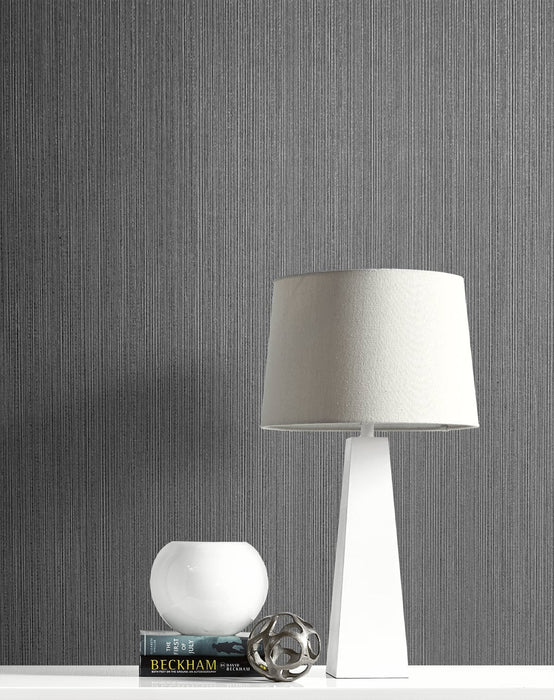 Seabrook Designs Natural Stria Gunmetal & Glitter Wallpaper Sample 2231718