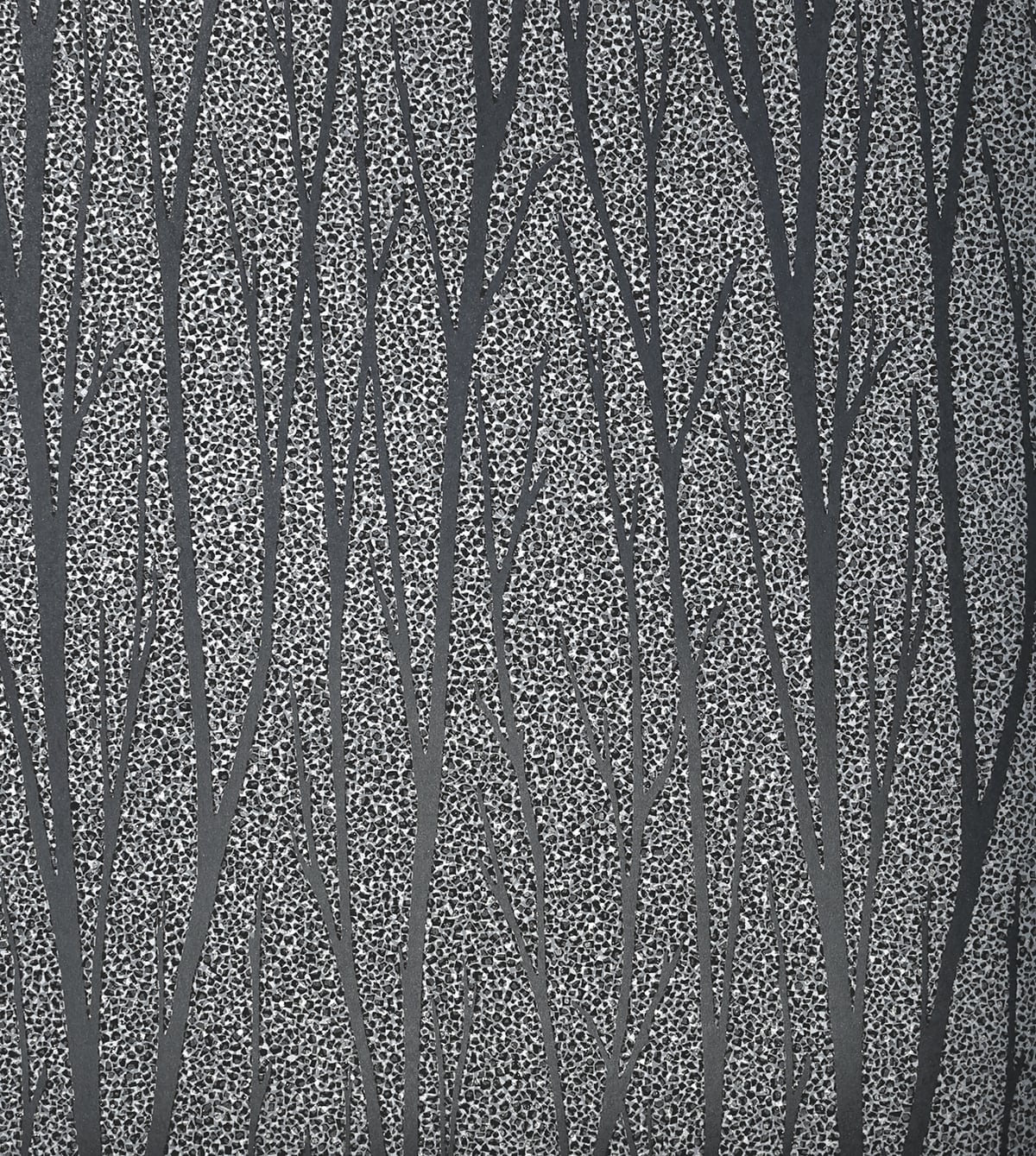 Seabrook Designs Birch Trail Black Satin & Silver Glitter Wallpaper 2232102