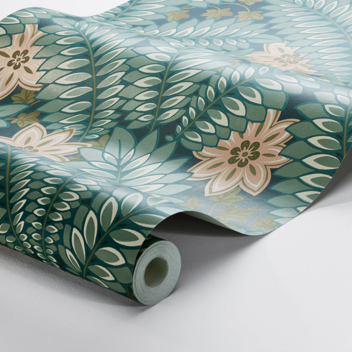 Schumacher Hidden Ivy Spruce Wallpaper Sample 2250