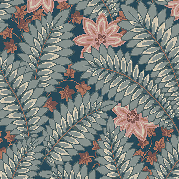 Schumacher Hidden Ivy Blue Wallpaper Sample 2251