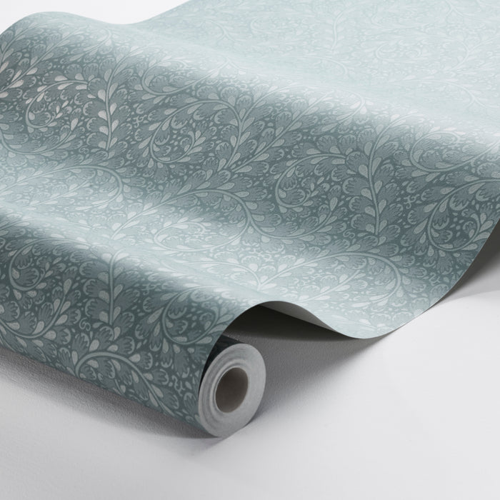 Schumacher Wild Ferns Blue Wallpaper Sample 2254