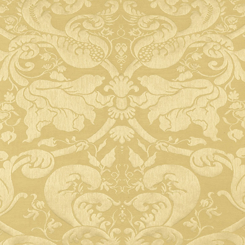 Schumacher Gavotte Brocatelle Damask Beige Fabric Sample 22551