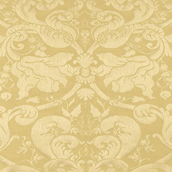 Schumacher Gavotte Brocatelle Damask Beige Fabric Sample 22551