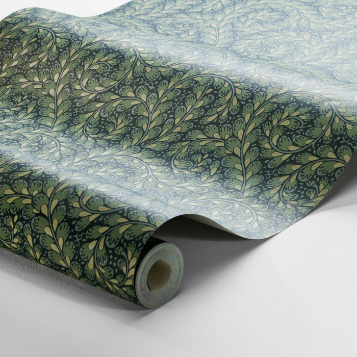 Schumacher Wild Ferns Spruce Wallpaper Sample 2258