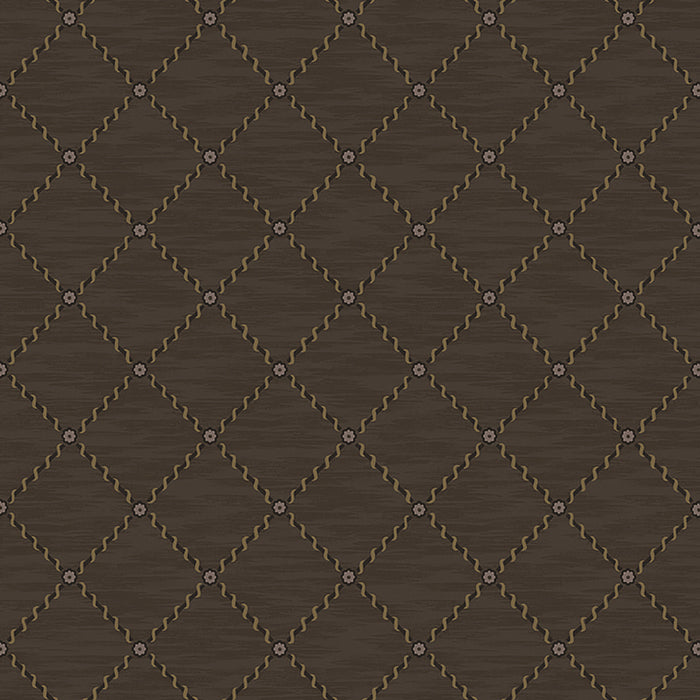 Schumacher Golden Trellis Brown And Gold Wallpaper Sample 2264