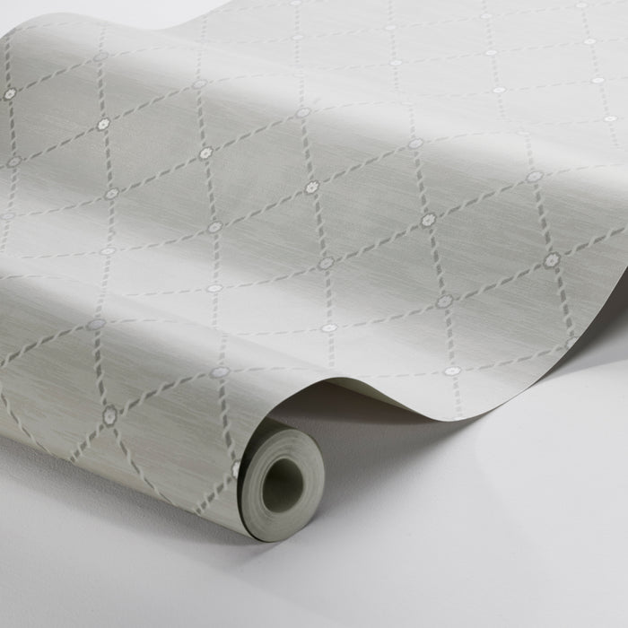 Schumacher Golden Trellis Grey And Silver Wallpaper Sample 2266