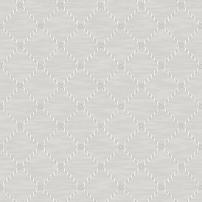 Schumacher Golden Trellis Grey And Silver Wallpaper Sample 2266