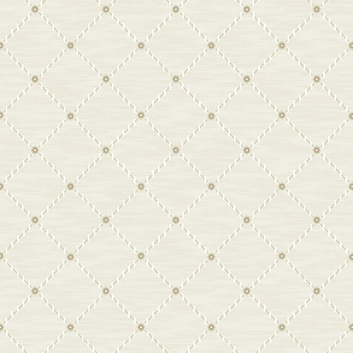 Schumacher Golden Trellis Parchment And Gold Wallpaper Sample 2267