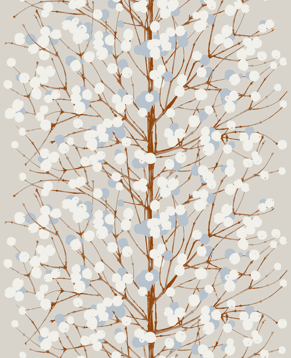 Seabrook Designs Lumimarja Taupe And Cornflower Wallpaper Sample 23375X