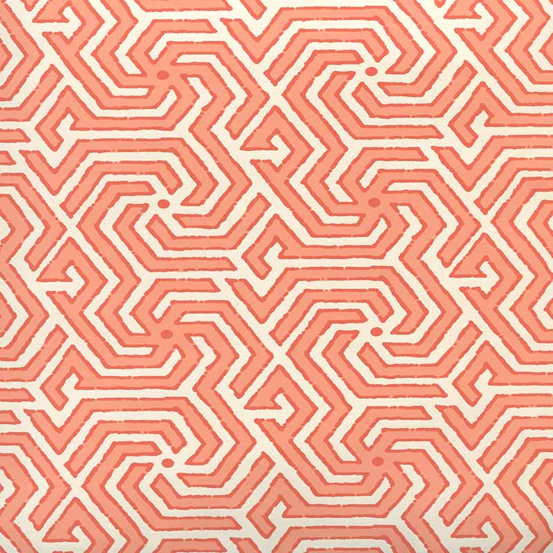 China Seas Maze Reverse Two Colors Light Orange New Shrimp Wallpaper Sample 2520-05OWP