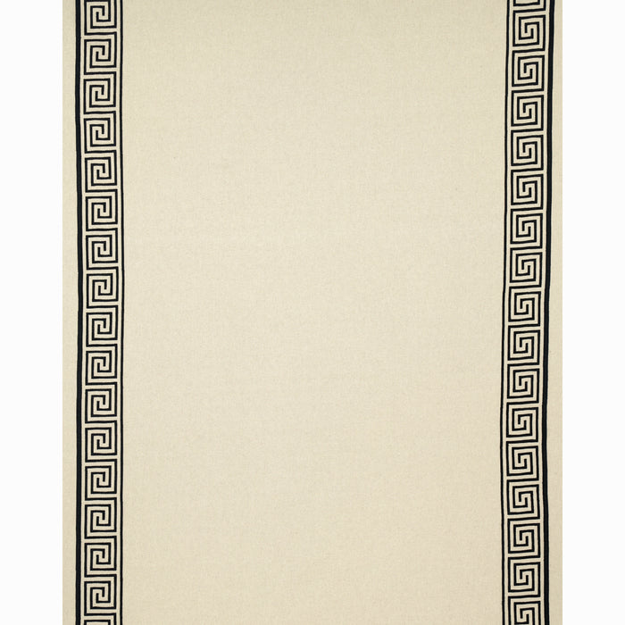 Schumacher Greek Key Embroidery Pebble And Black Fabric 25801