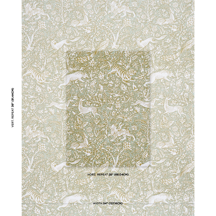 Schumacher Khan'S Park Sage Fabric Sample 2603276