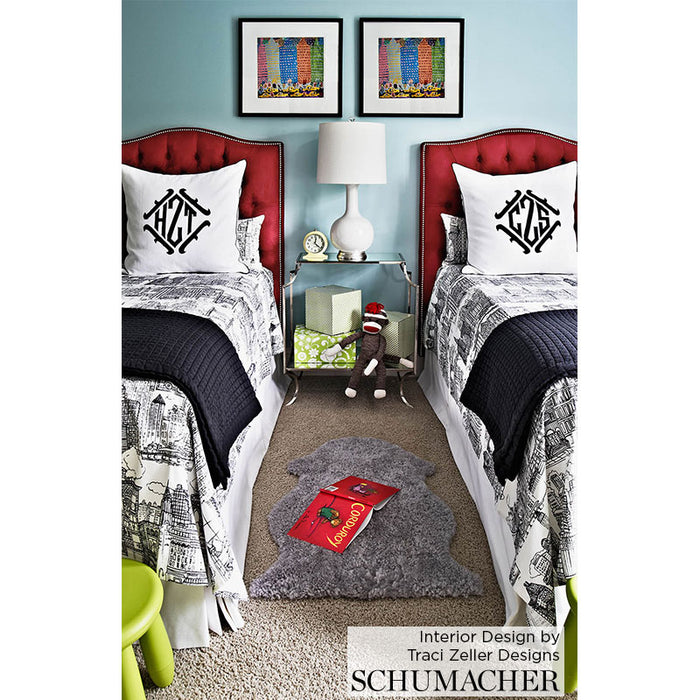 Schumacher New York New York Black And White Fabric 2643410