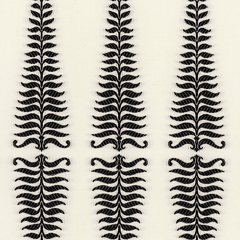 Schumacher Fern Tree Noir/Creme Fabric Sample 2643880
