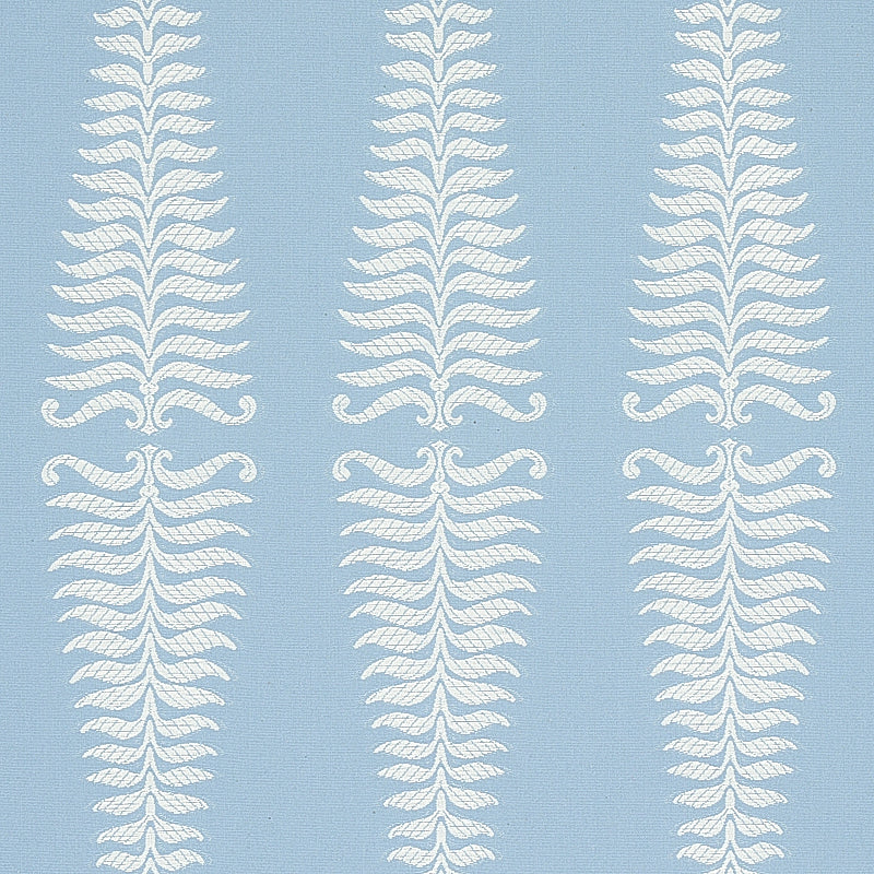 Schumacher Fern Tree Ivory & Sky Fabric 2643884