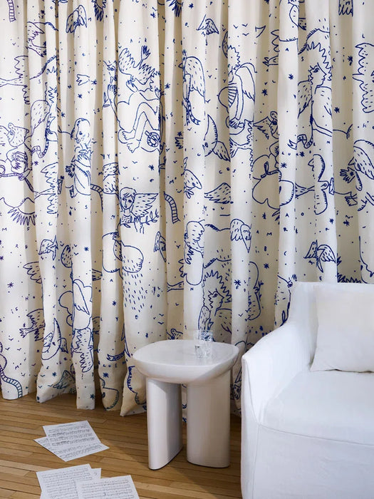 Pierre Frey Le Monde Parall'Aile Bleu Fabric Sample F4027001