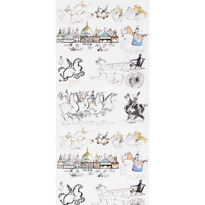 Schumacher Horses Multi On White Wallpaper Sample 2703960