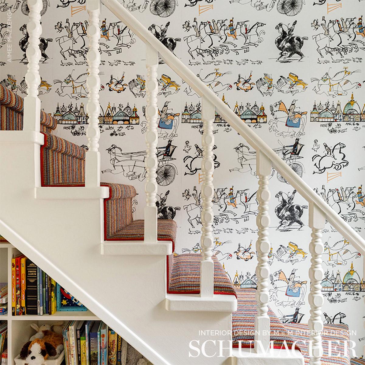 Schumacher Horses Multi On White Wallpaper 2703960