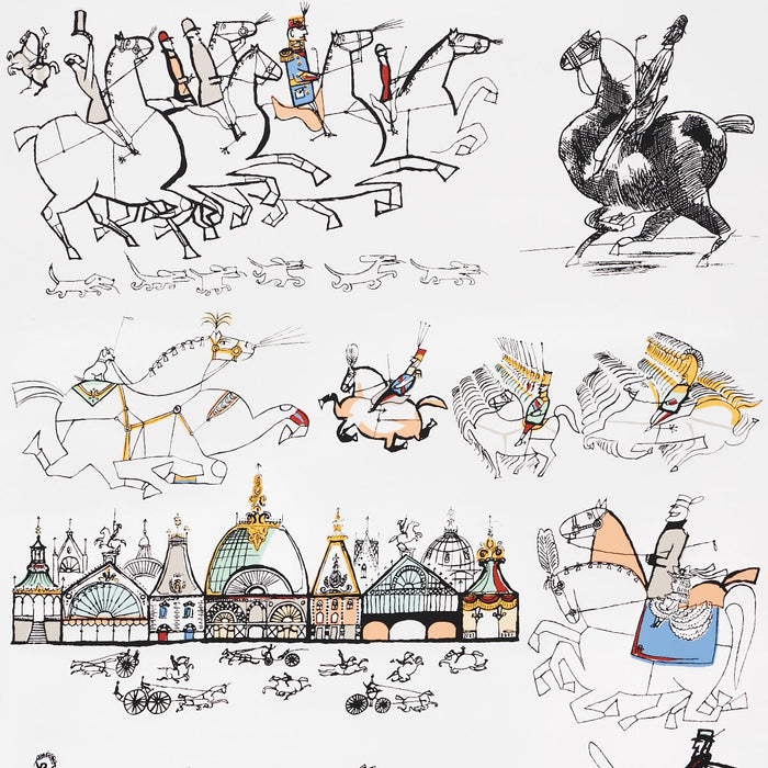 Schumacher Horses Multi On White Wallpaper Sample 2703960