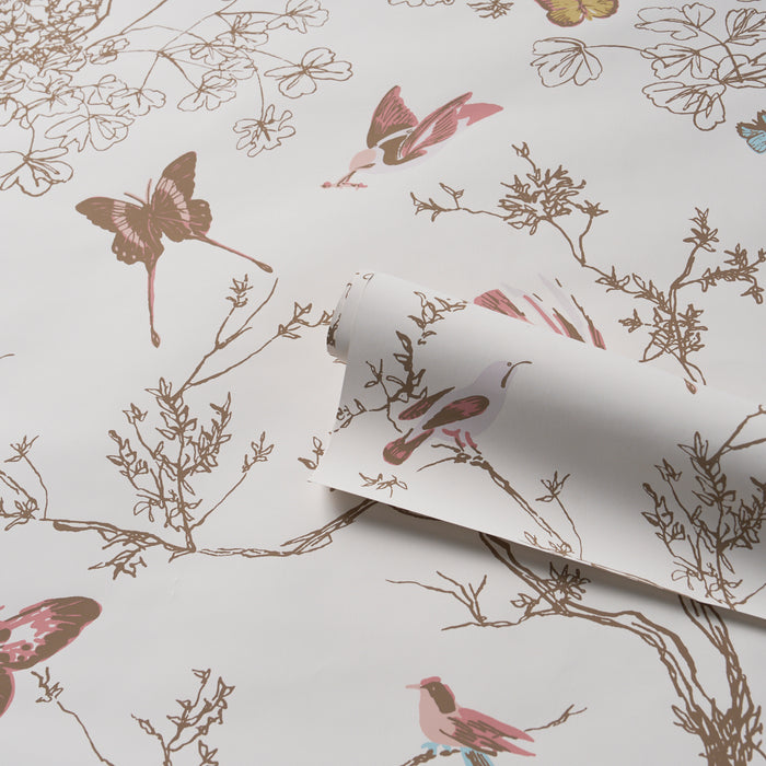 Schumacher Birds & Butterflies Spring Wallpaper Sample 2704423