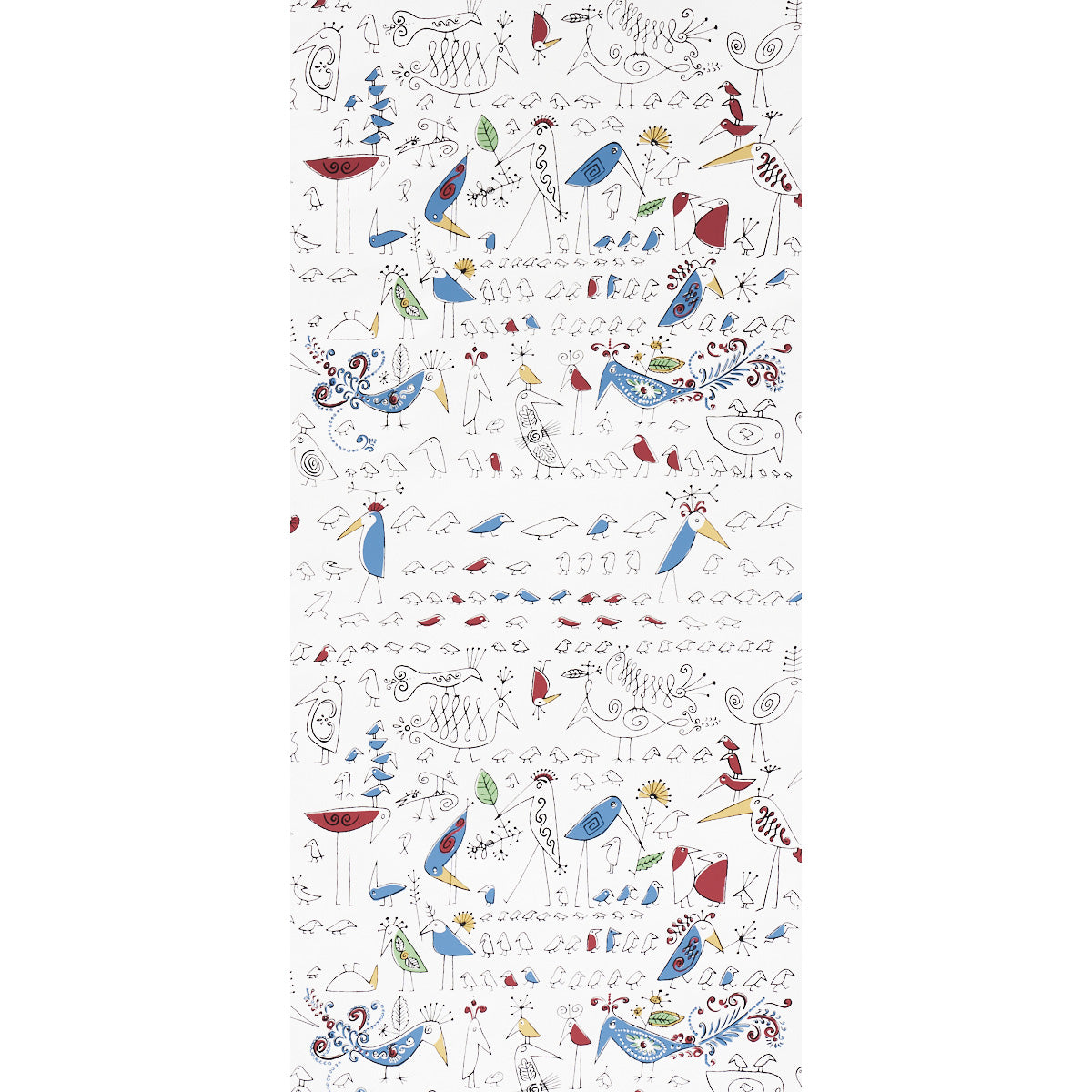 Schumacher Aviary Multi On White Wallpaper 2705511