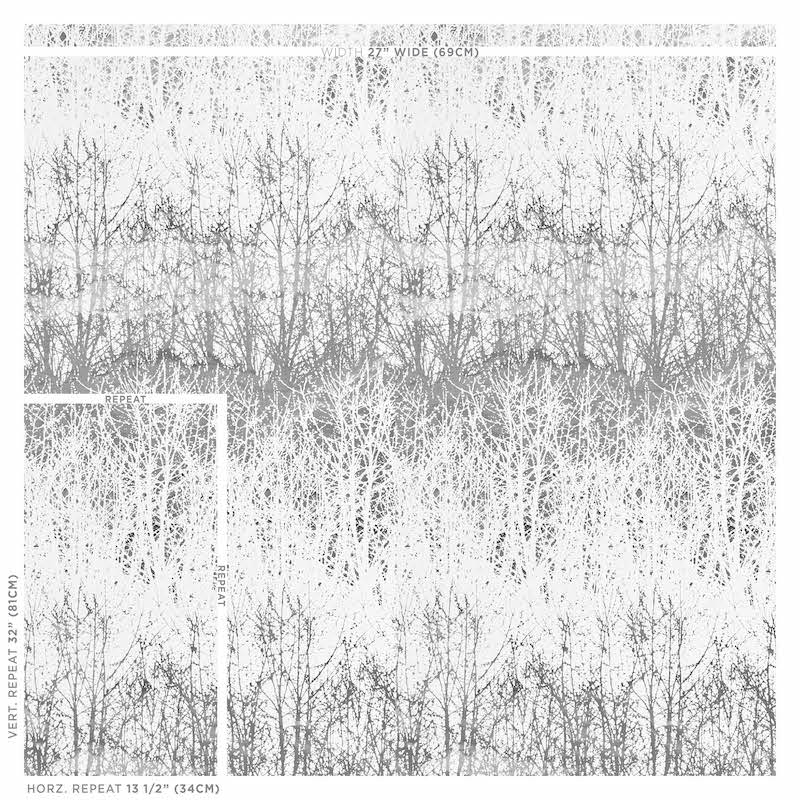 Schumacher Birches Silver Wallpaper Sample 2707244