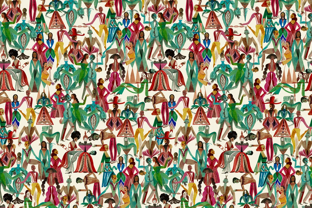 Christopher Farr Dancing Parade Fuchsia Wallpaper Sample