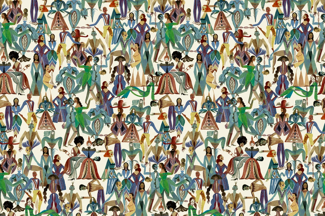 Christopher Farr Dancing Parade Cobalt Wallpaper Sample