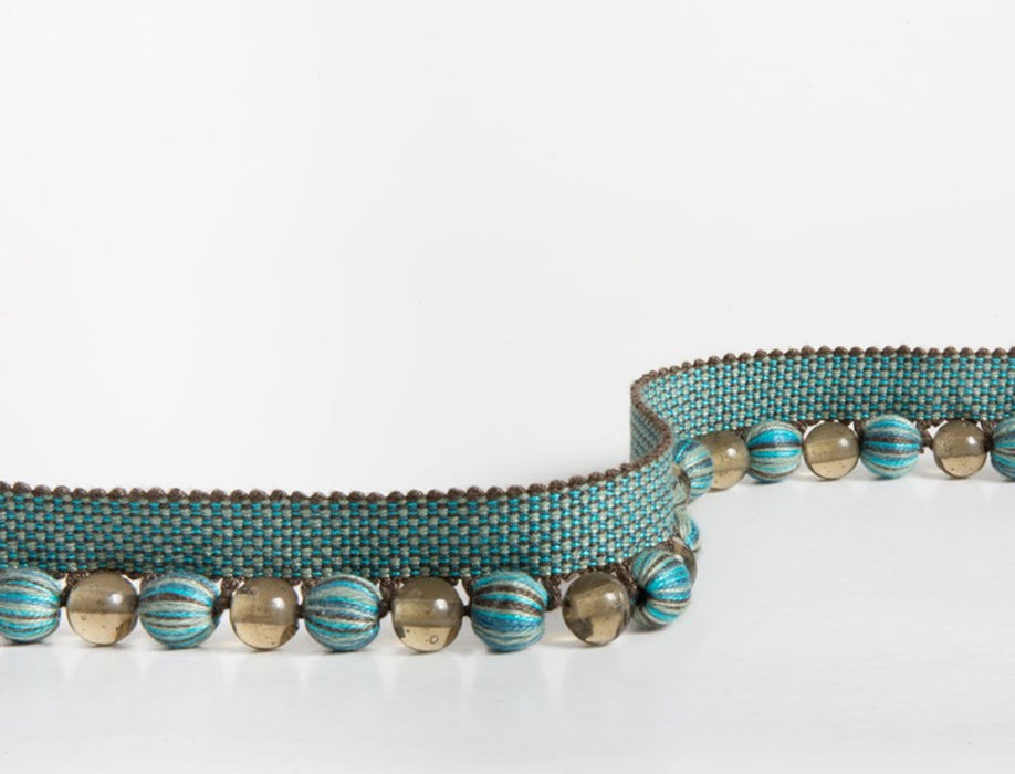 No.9 Thompson Glass-Beaded Fringe  Teal Trim Sample N9031012003