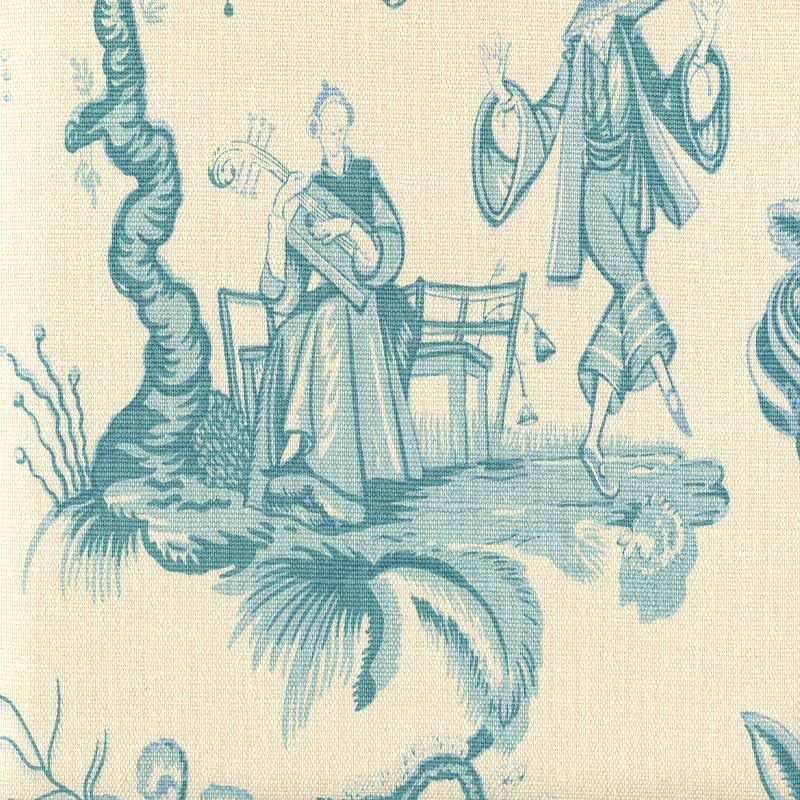 Quadrille Danse Chinois Turquoise Dark Turquoise Fabric 306155F