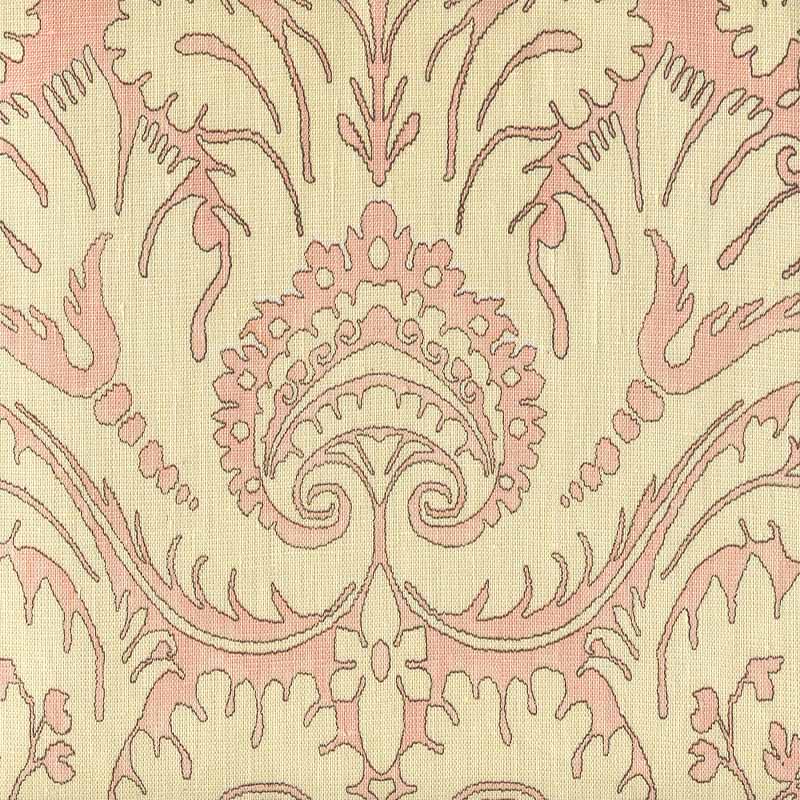 Quadrille Borghese Brown Soft Pink Fabric Sample 306240C-01